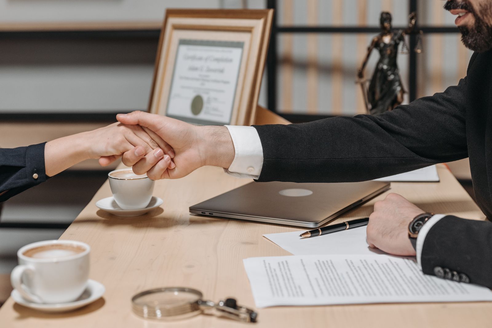 Handshake over a contract