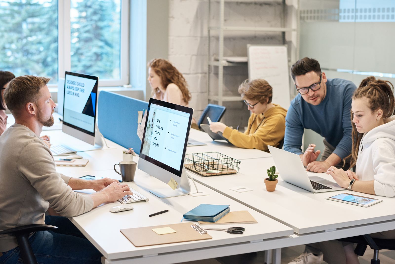 Team working on computers in the office