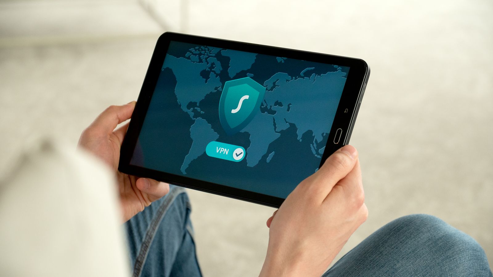 Tablet showing a secure VPN connection